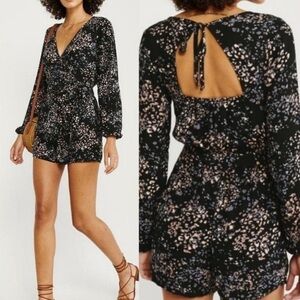 Abercrombie and Fitch Open Back Floral Cheetah Print Romper